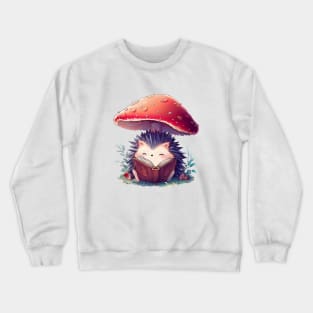 Cute hedgehog reader Crewneck Sweatshirt